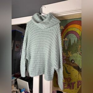 EXPRESS blue knitted oversized turtle neck